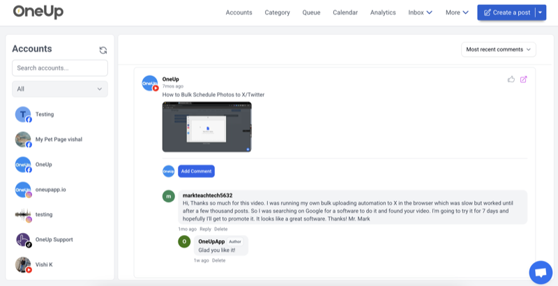 Manage Social Media Comments